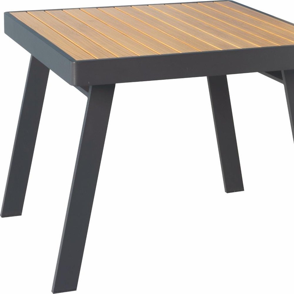 Five Piece Brown Square Metal Dining Set with Four Chairs on a white background