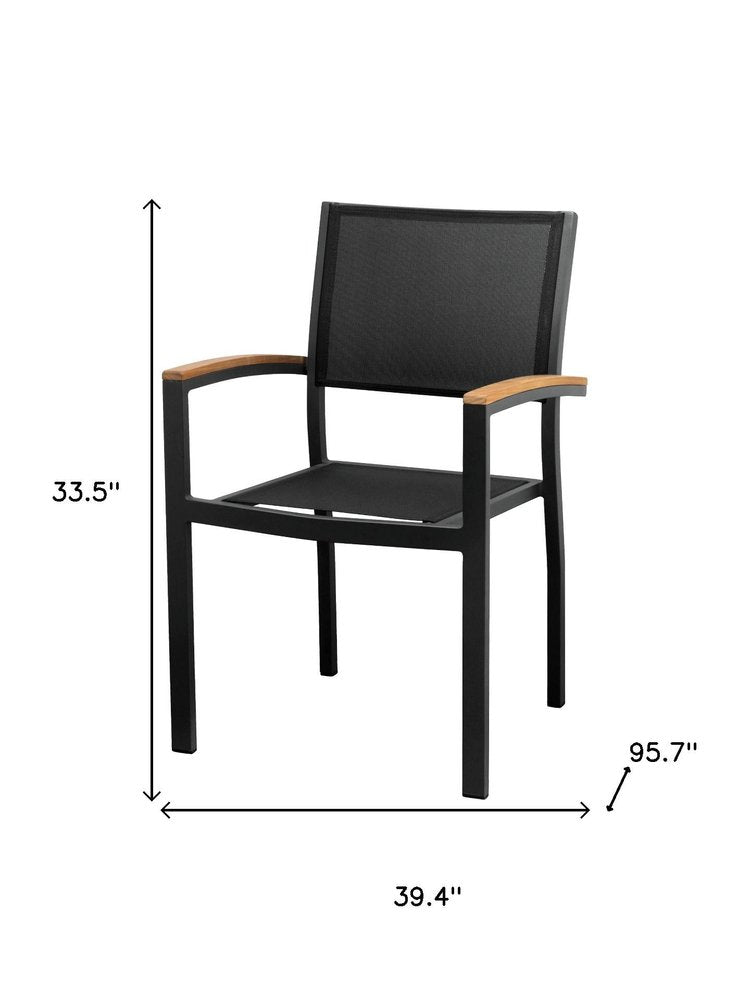 Nine Piece Brown and Black Solid Wood Dining Set with Eight Chairs