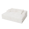 Set of Two 79" White Corduroy Chaise Lounge Chairs With Toss Pillows on a white background