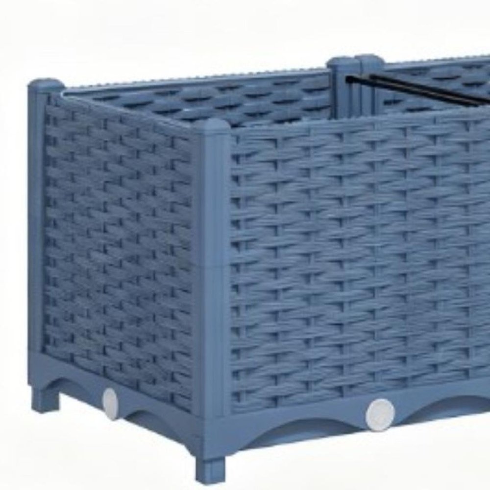 15" X 47" Blue Recycled Plastic Rectangular Planter Box