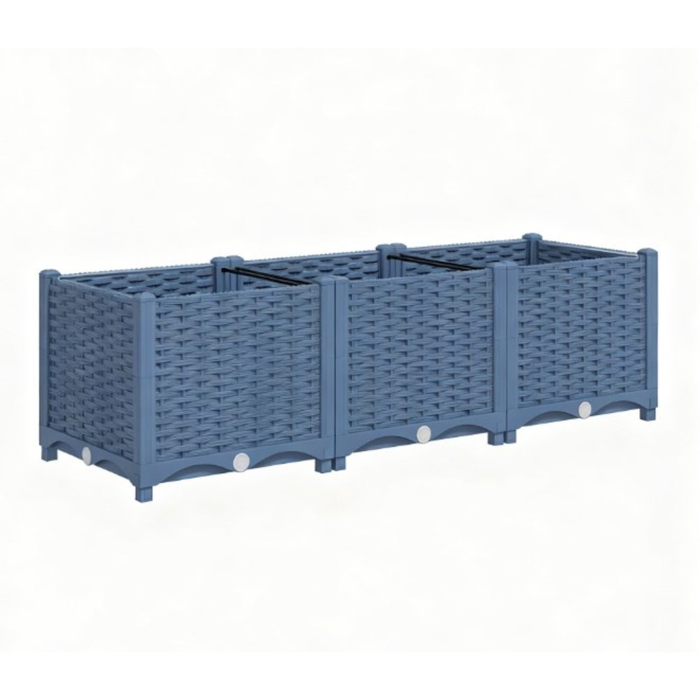 15" X 47" Blue Recycled Plastic Rectangular Planter Box