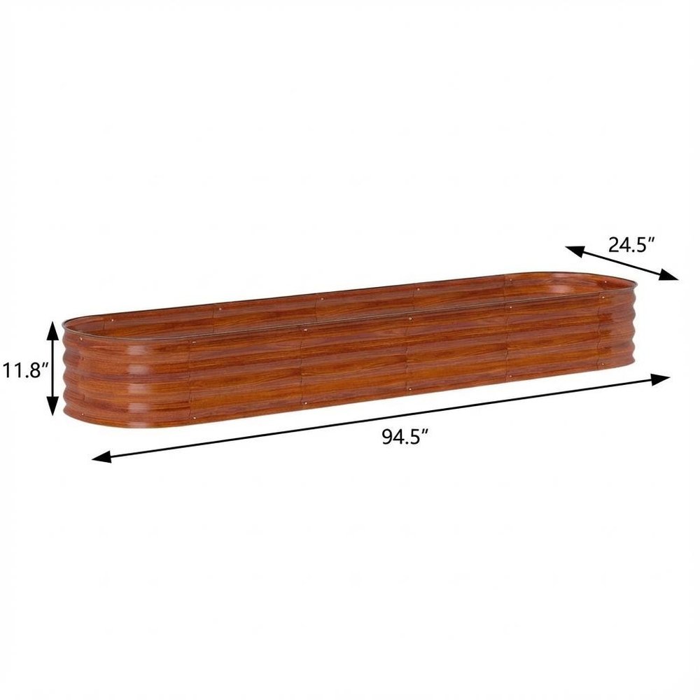12" X 95" Brown Steel Rectangular Planter Box