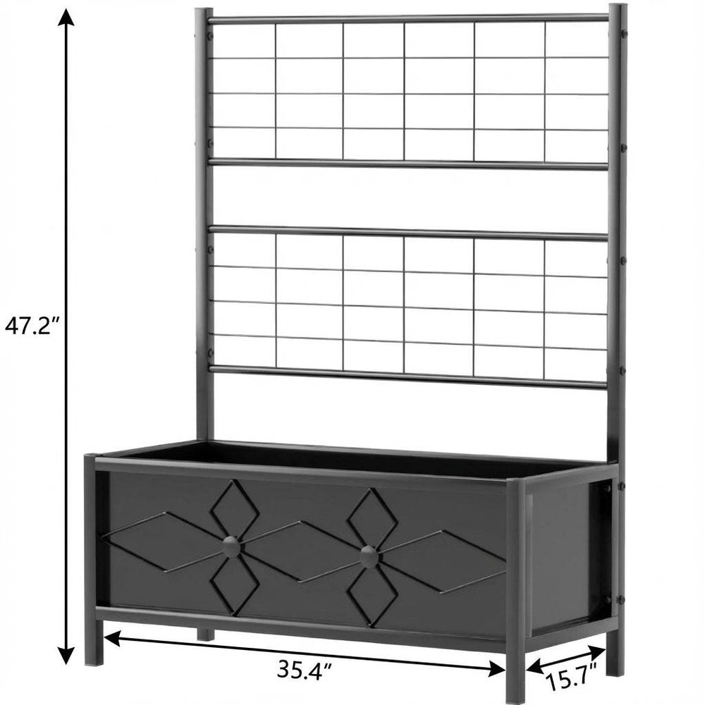 47" X 35" Black Steel Rectangular Planter Box