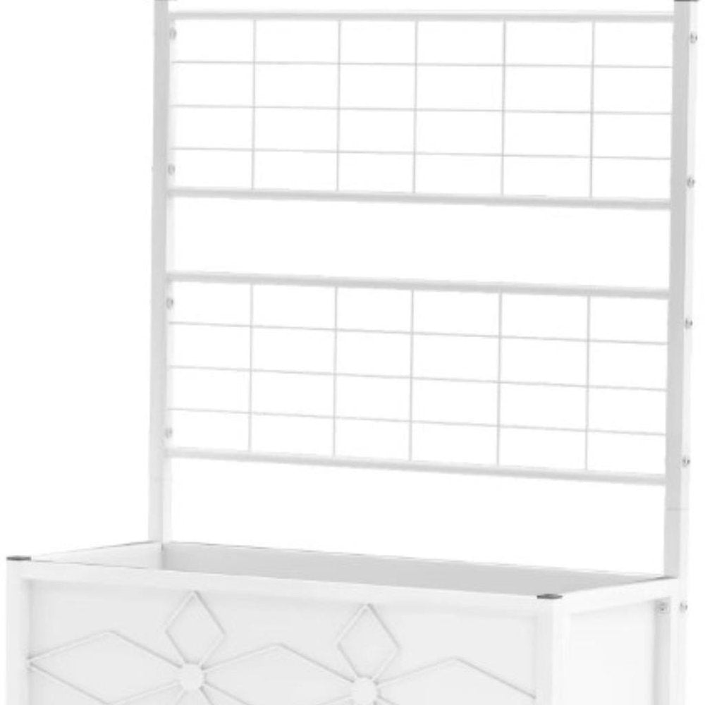 47" X 35" White Steel Rectangular Planter Box