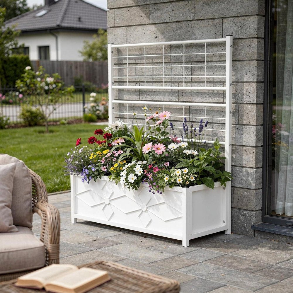 47" X 35" White Steel Rectangular Planter Box