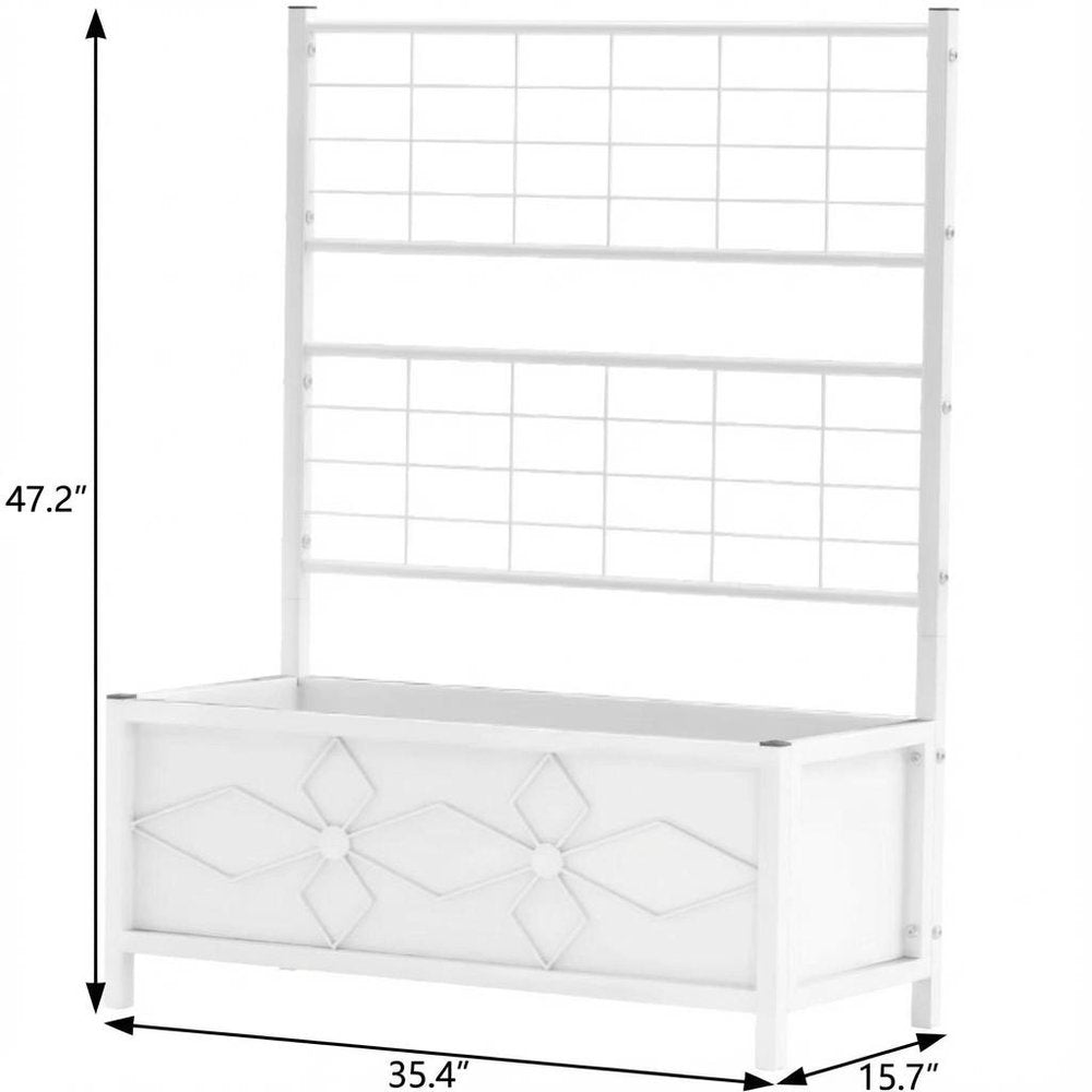 47" X 35" White Steel Rectangular Planter Box