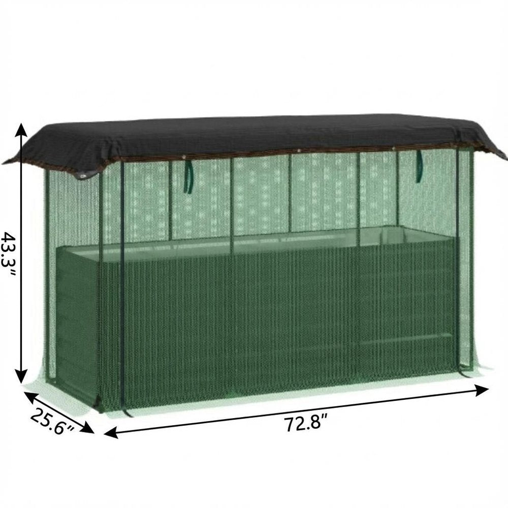 43" X 73" Green Steel Rectangular Planter Box
