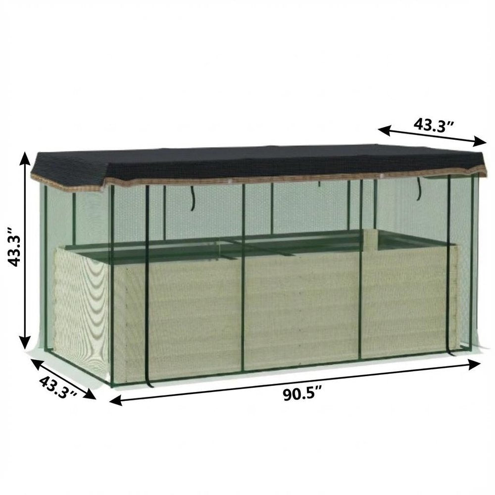 43" X 91" Beige Steel Rectangular Planter Box
