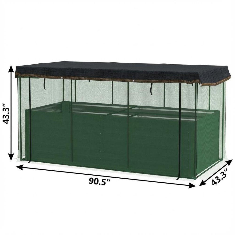 43" X 91" Green Steel Rectangular Planter Box