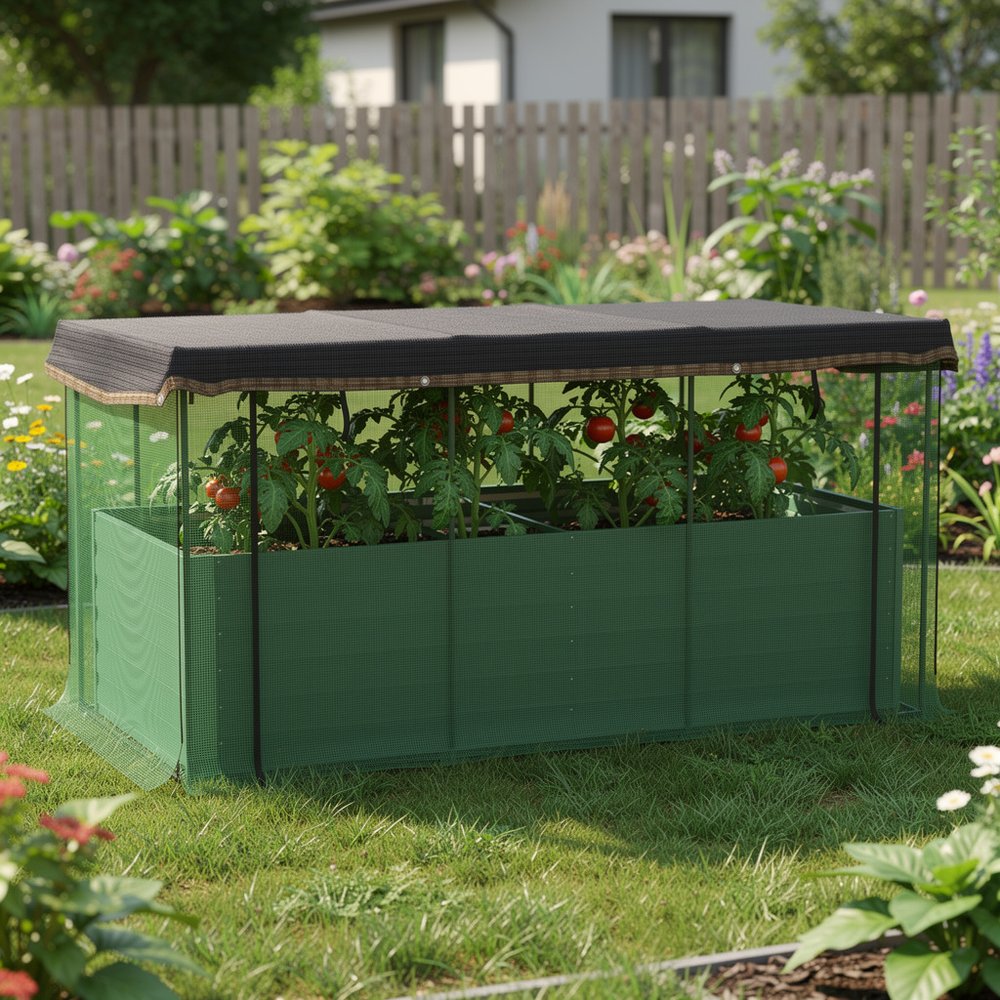 43" X 91" Green Steel Rectangular Planter Box