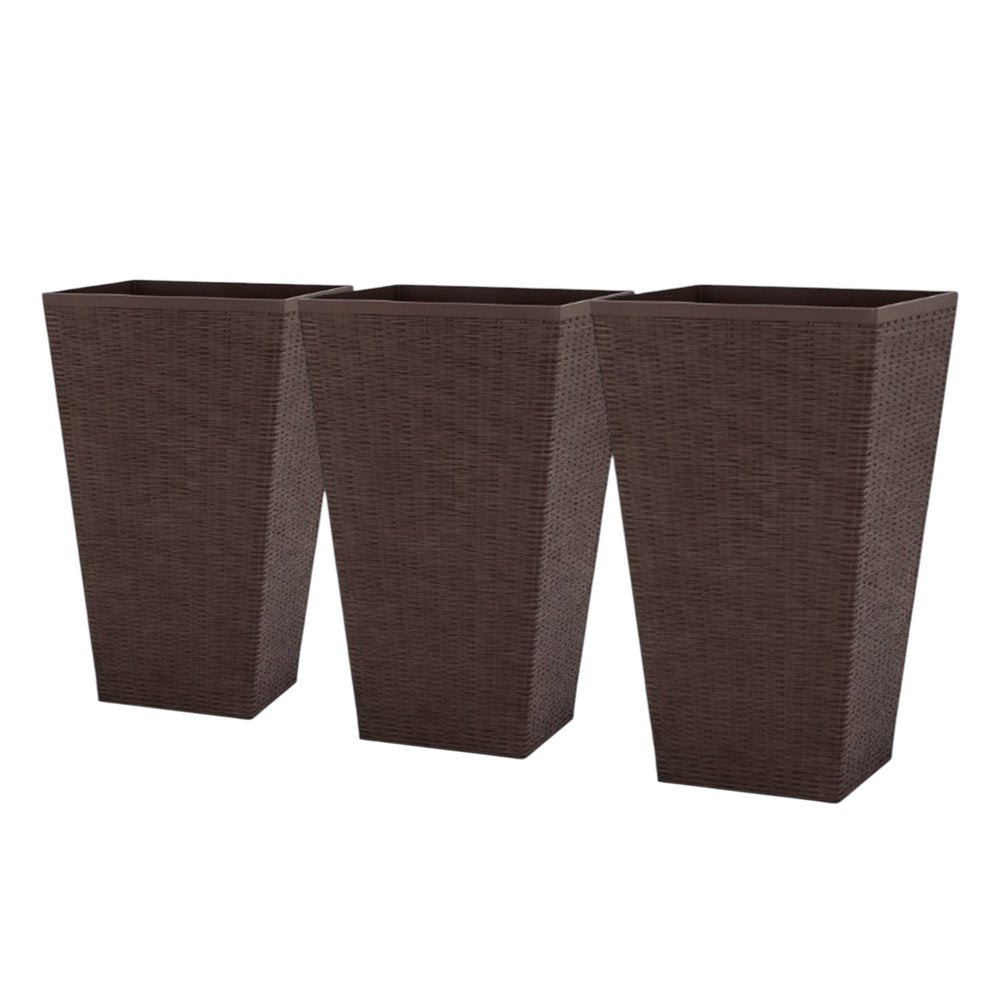 Set of Three Brown Recycled Plastic Rectangular Planter Box