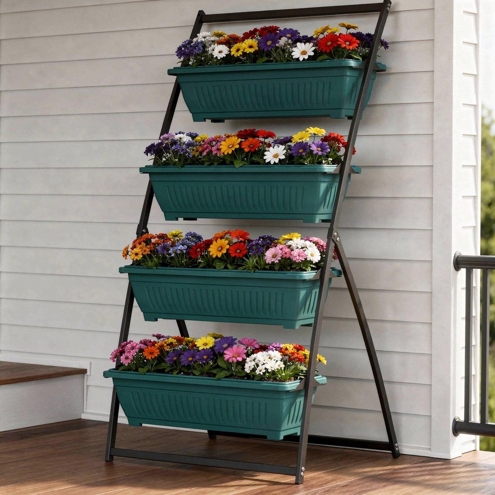 64" X 30" Green Recycled Plastic Rectangular Planter Box