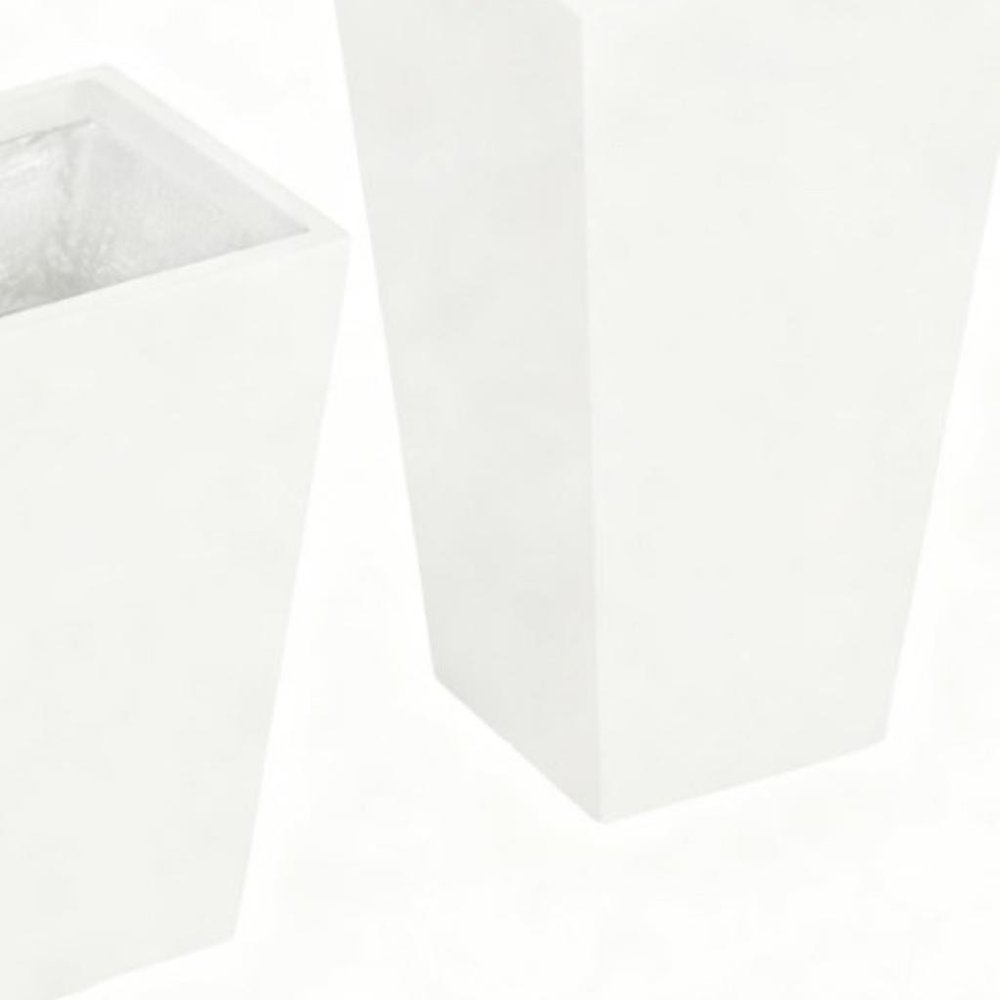 Set of Two White Magnesium Oxide Rectangular Planter Box
