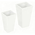 Set of Two White Magnesium Oxide Rectangular Planter Box on a white background