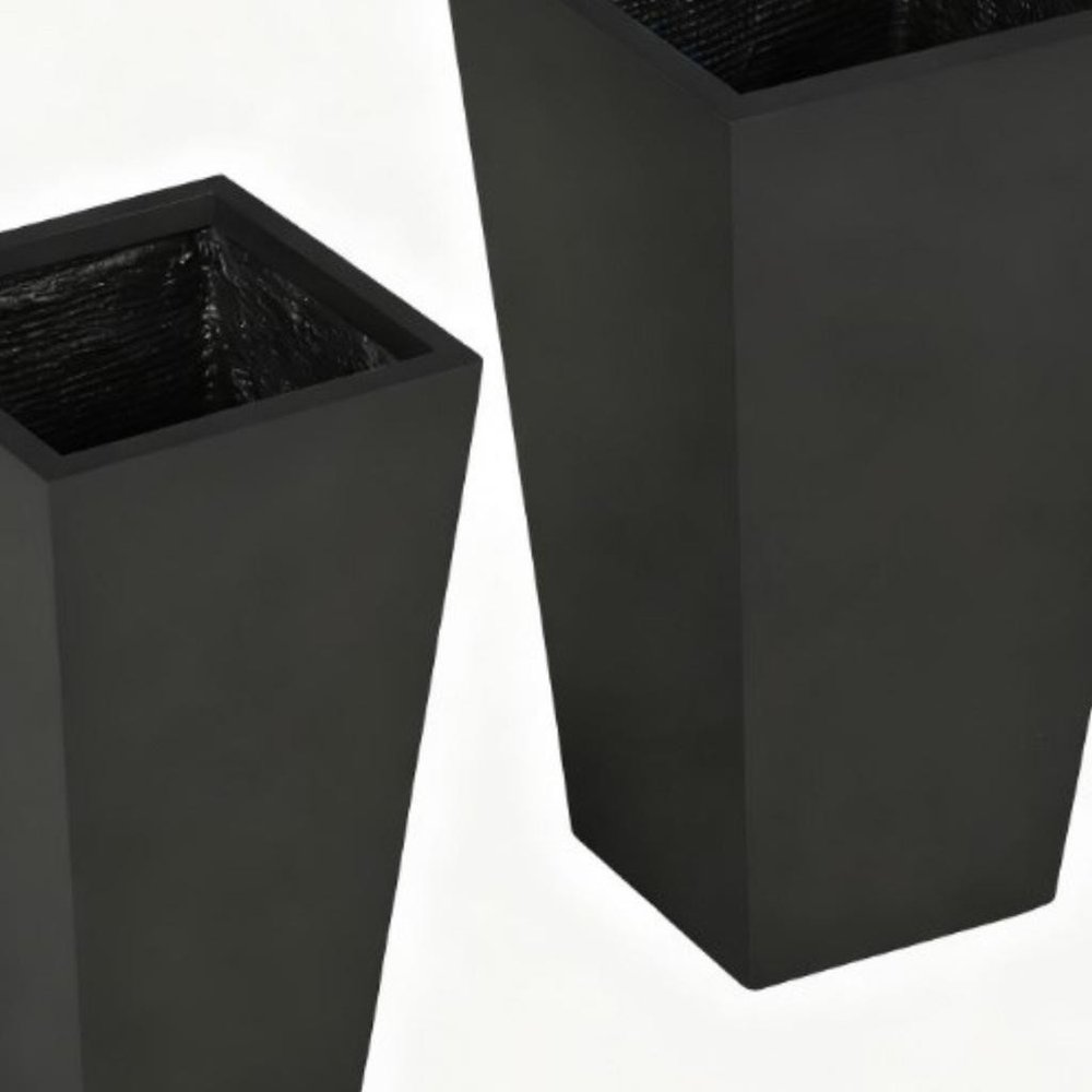 Set of Two Black Magnesium Oxide Rectangular Planter Box