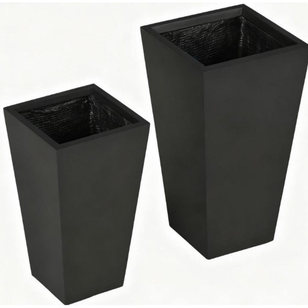 Set of Two Black Magnesium Oxide Rectangular Planter Box