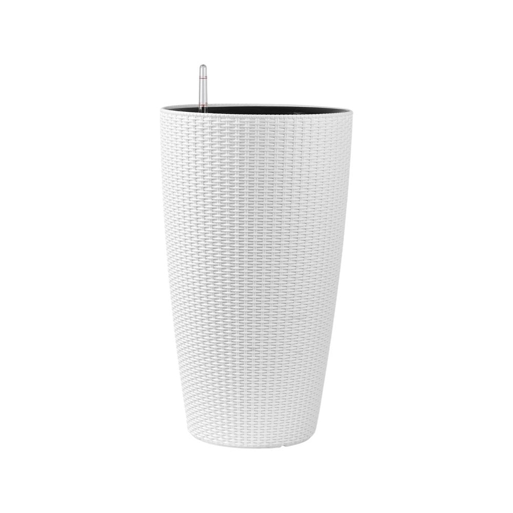 Set of Two White Recycled Plastic Round Self Watering Planter Box