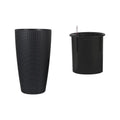 Set of Two Black Recycled Plastic Round Self Watering Planter Box on a white background
