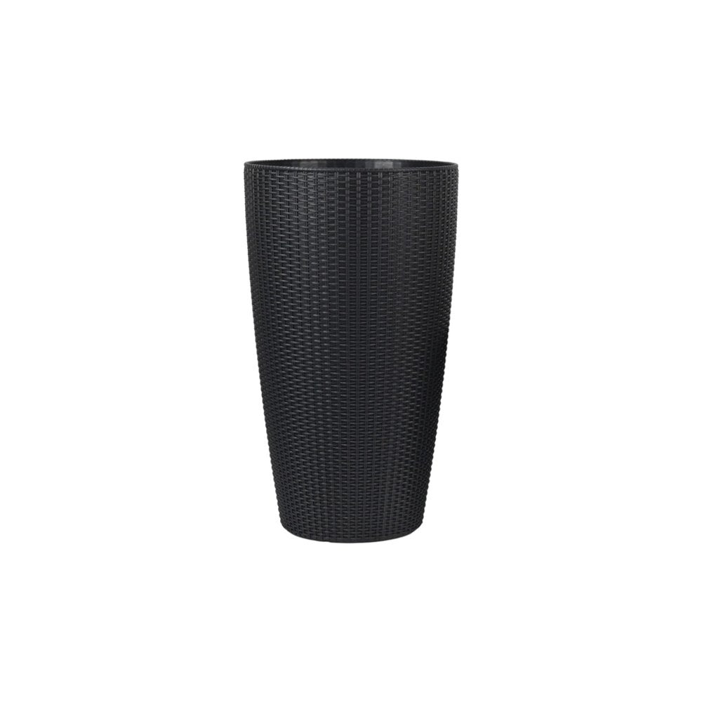 Set of Two Black Recycled Plastic Round Self Watering Planter Box