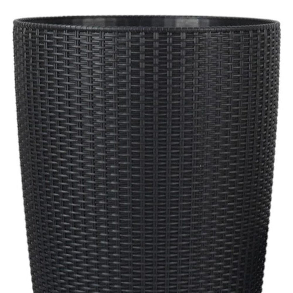 Set of Two Black Recycled Plastic Round Self Watering Planter Box