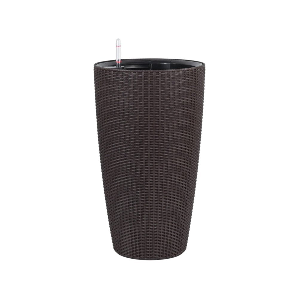 Set of Two Brown Recycled Plastic Round Self Watering Planter Box