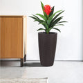 Set of Two Brown Recycled Plastic Round Self Watering Planter Box on a white background