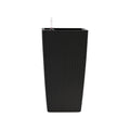 Set of Two Black Recycled Plastic Round Self Watering Planter Box on a white background