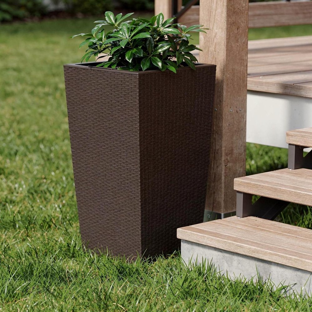 30" X 15" Brown Recycled Plastic Rectangular Self Watering Planter Box