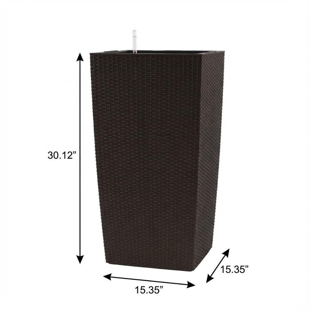 30" X 15" Brown Recycled Plastic Rectangular Self Watering Planter Box