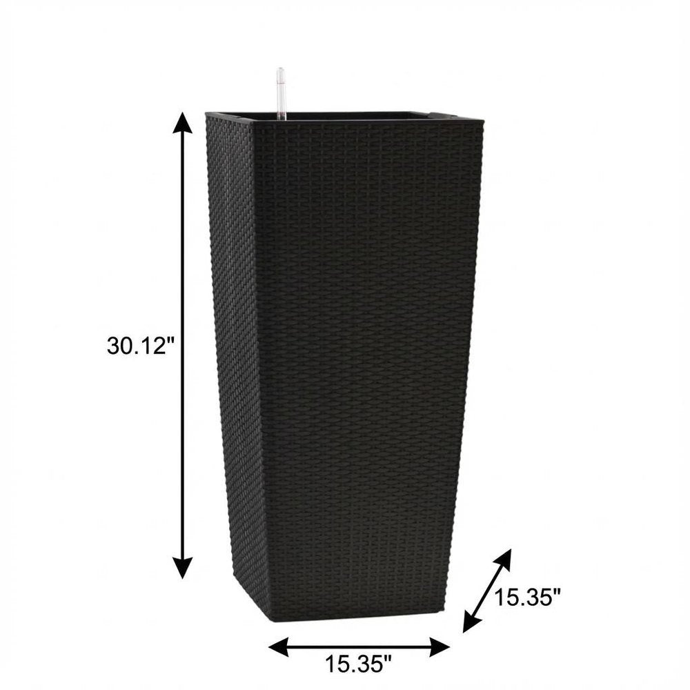 30" X 15" Black Recycled Plastic Rectangular Self Watering Planter Box