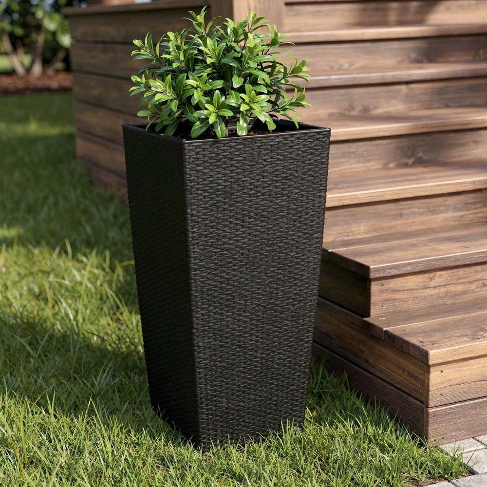 30" X 15" Black Recycled Plastic Rectangular Self Watering Planter Box