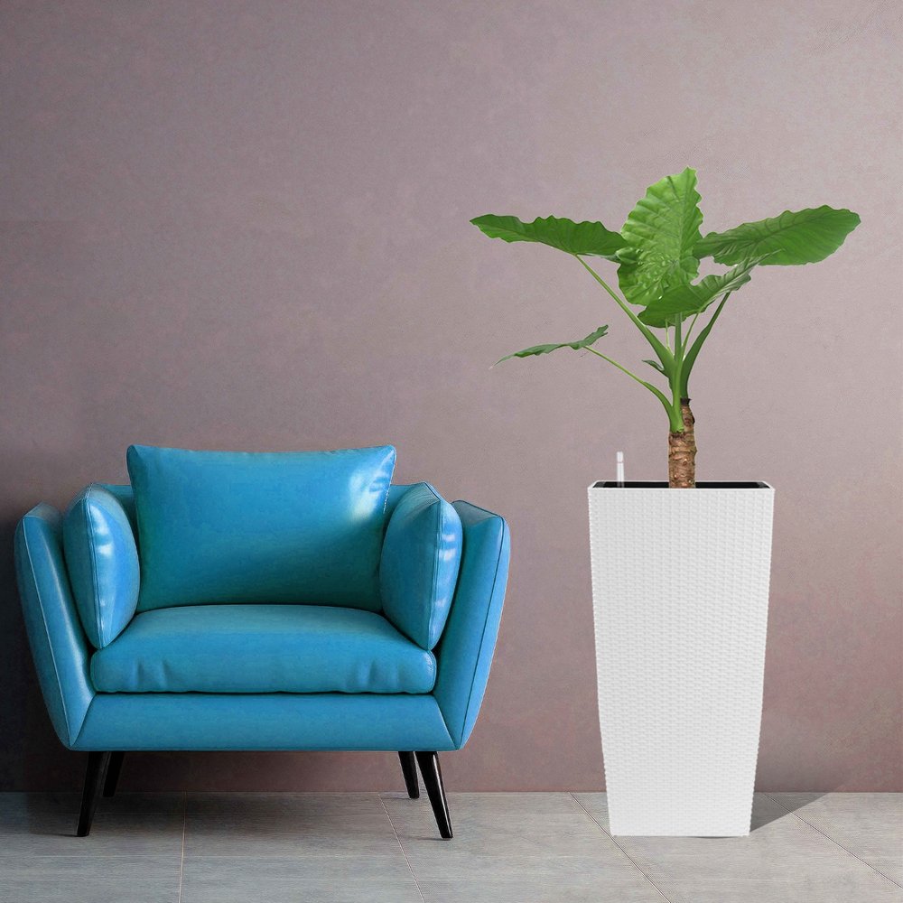 30" X 15" White Recycled Plastic Rectangular Self Watering Planter Box