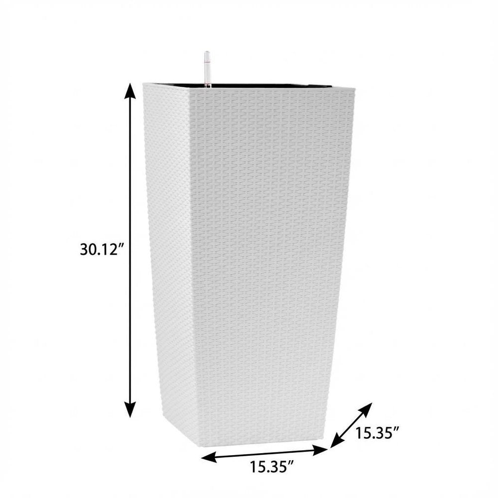 30" X 15" White Recycled Plastic Rectangular Self Watering Planter Box