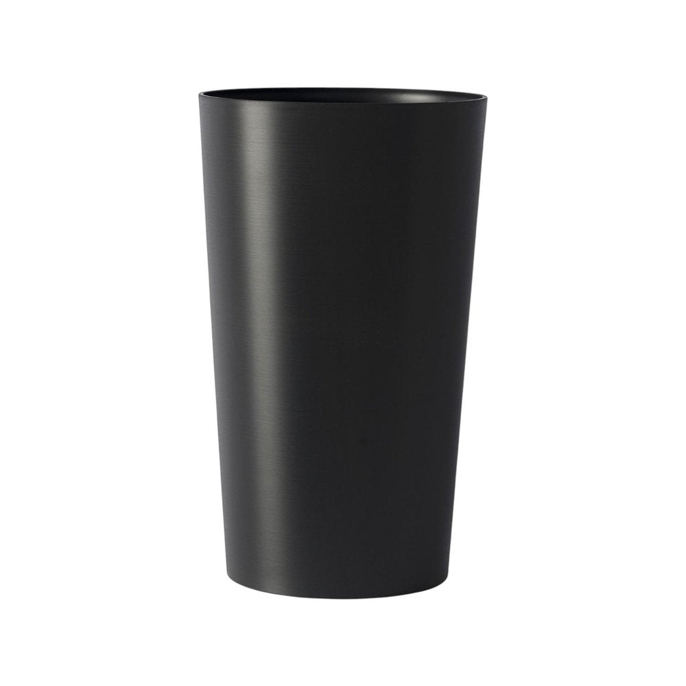 Set of Two Black Heavy Duty Plastic Cylindrical Planter Pots on a white background