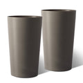 Set of Two Brown Heavy Duty Plastic Cylindrical Planter Pots on a white background