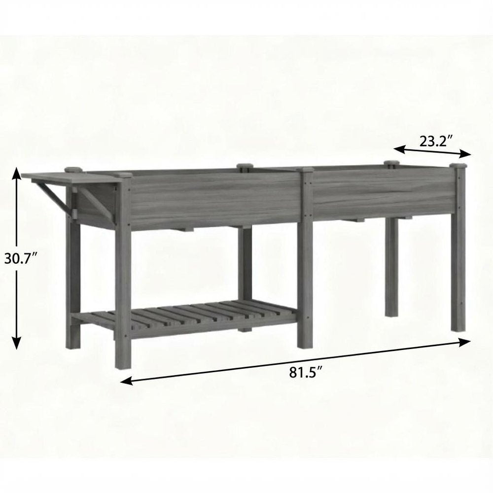 31" X 82" Light Gray Wood Rectangular Planter Box