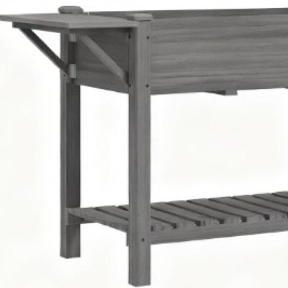 31" X 82" Light Gray Wood Rectangular Planter Box
