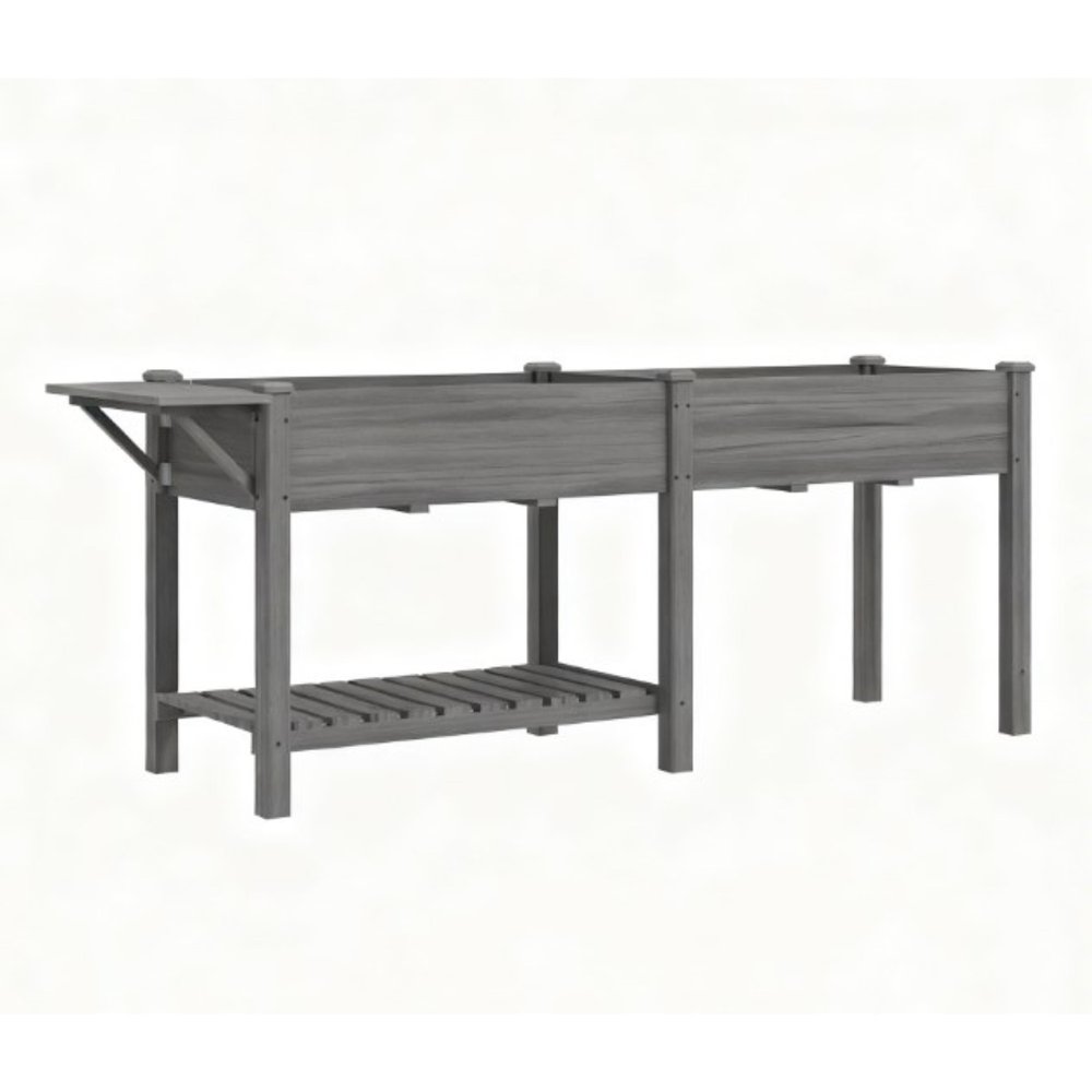 31" X 82" Light Gray Wood Rectangular Planter Box