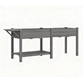 31" X 82" Light Gray Wood Rectangular Planter Box