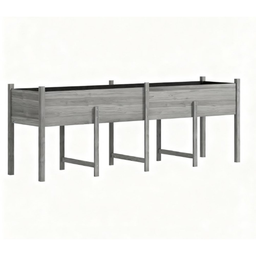 32" X 89" Light Gray Wood Rectangular Planter Box