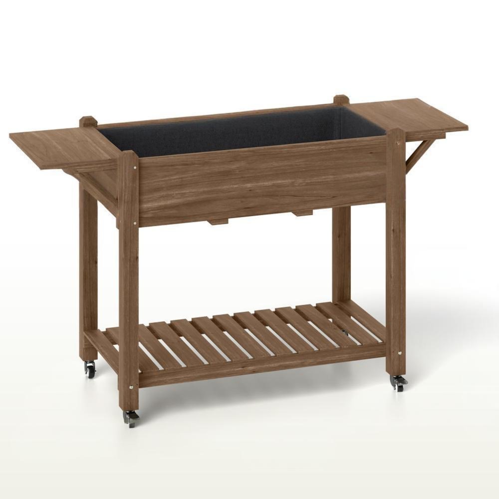 34" X 57" Brown Wood Rectangular Planter Box