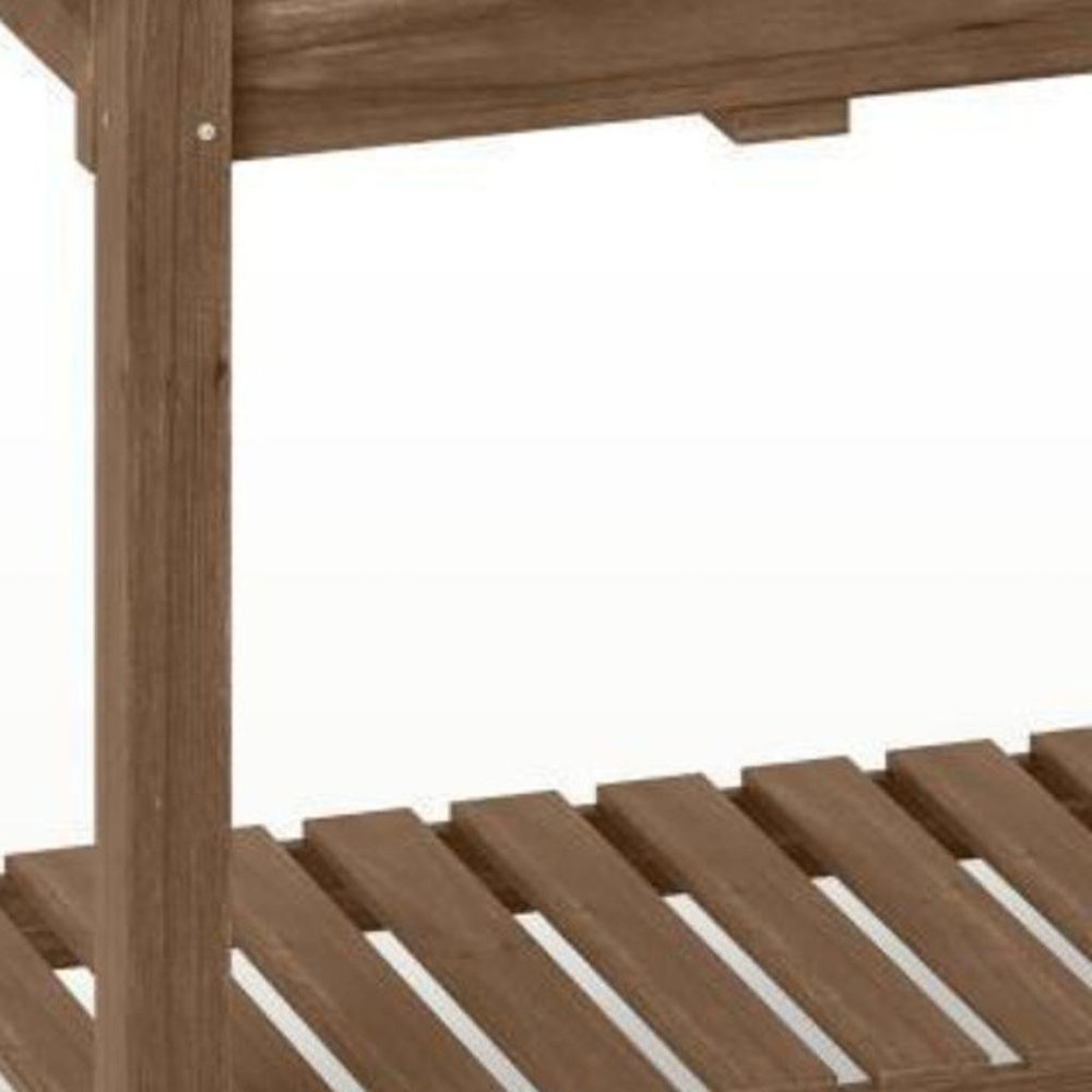 34" X 57" Brown Wood Rectangular Planter Box