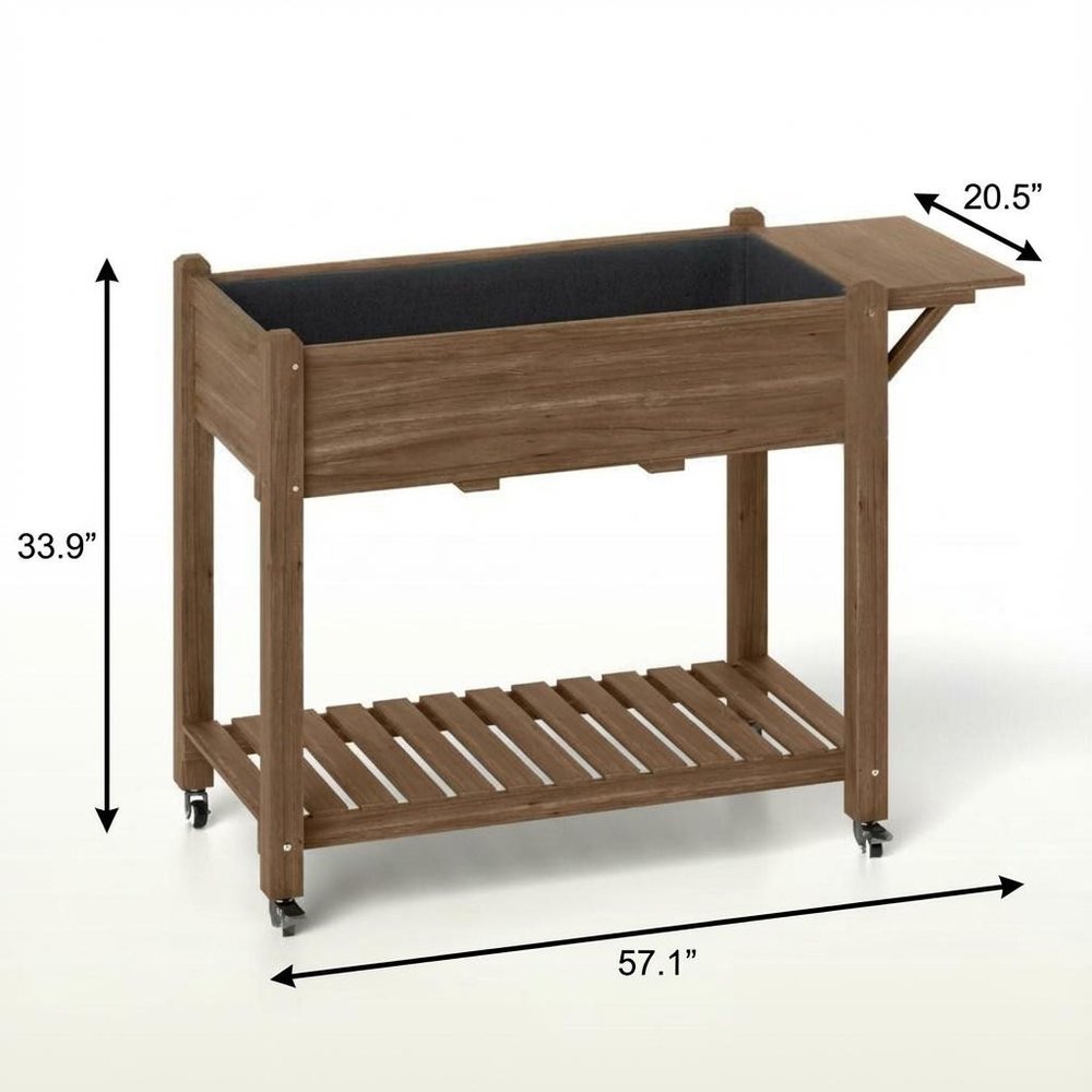 34" X 57" Brown Wood Rectangular Planter Box