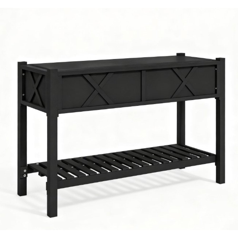 32" X 47" Black Wood Rectangular Planter Box