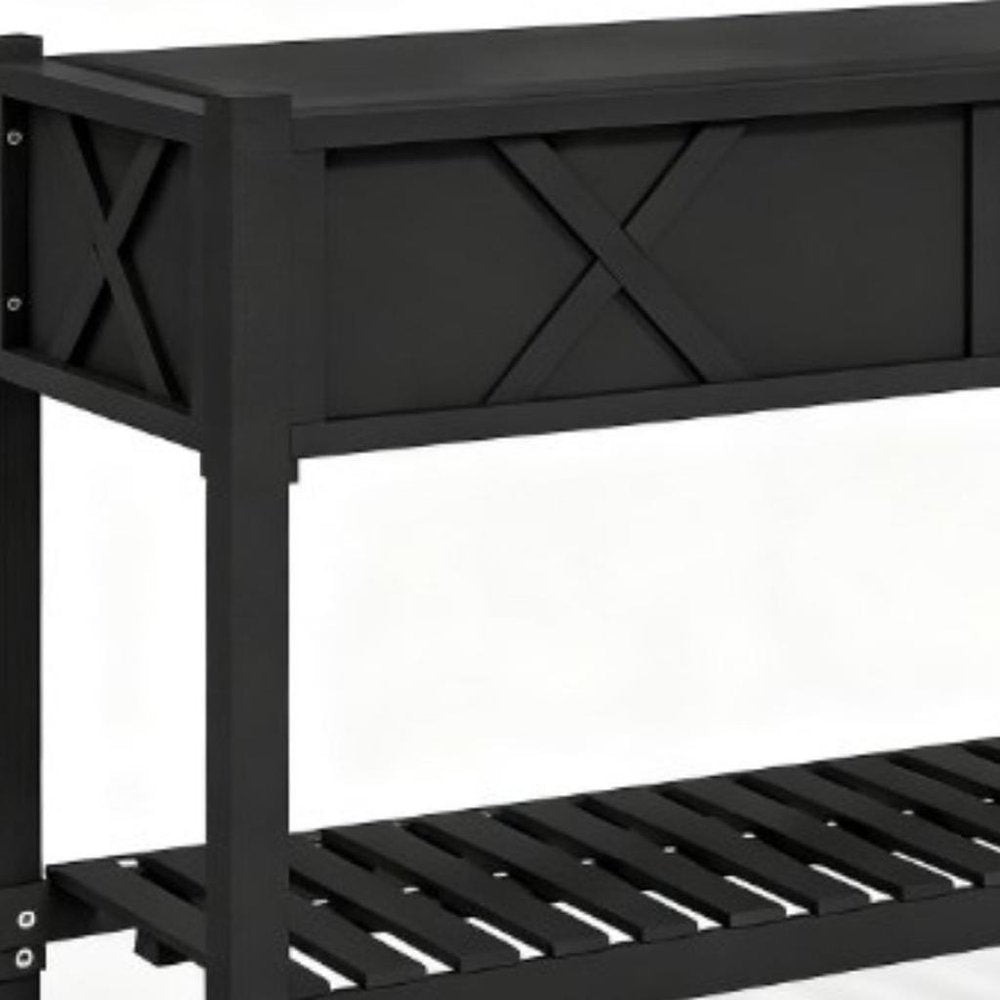 32" X 47" Black Wood Rectangular Planter Box