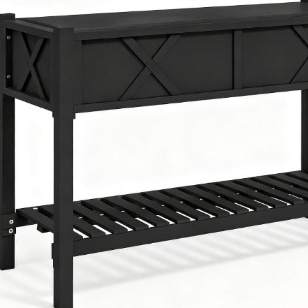 32" X 47" Black Wood Rectangular Planter Box