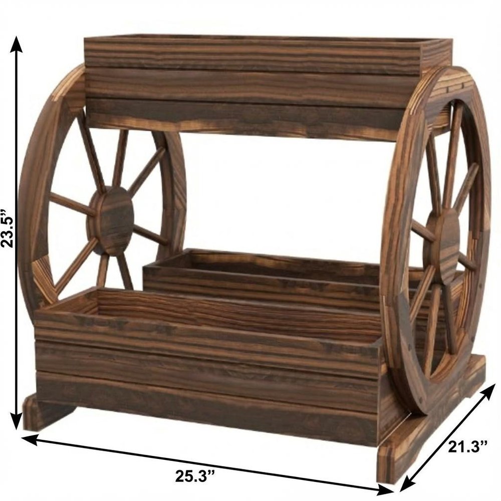 24" X 25" Brown Wood Rectangular Planter Box