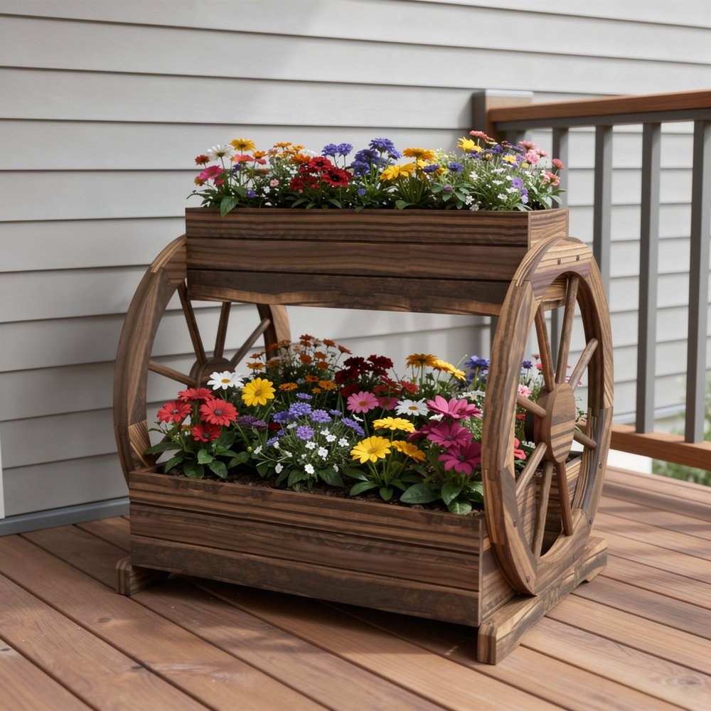 24" X 25" Brown Wood Rectangular Planter Box