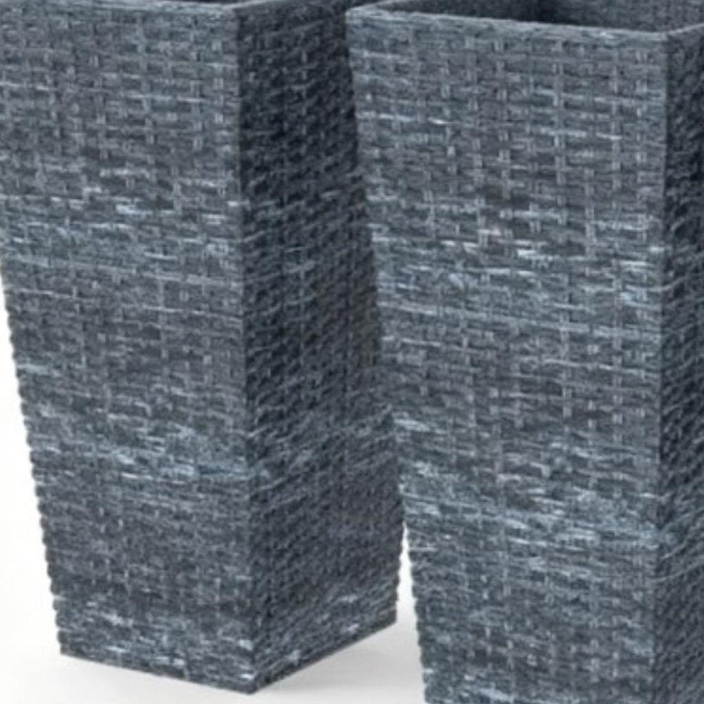 Set of Three Light Gray Recycled Plastic Rectangular Planter Box