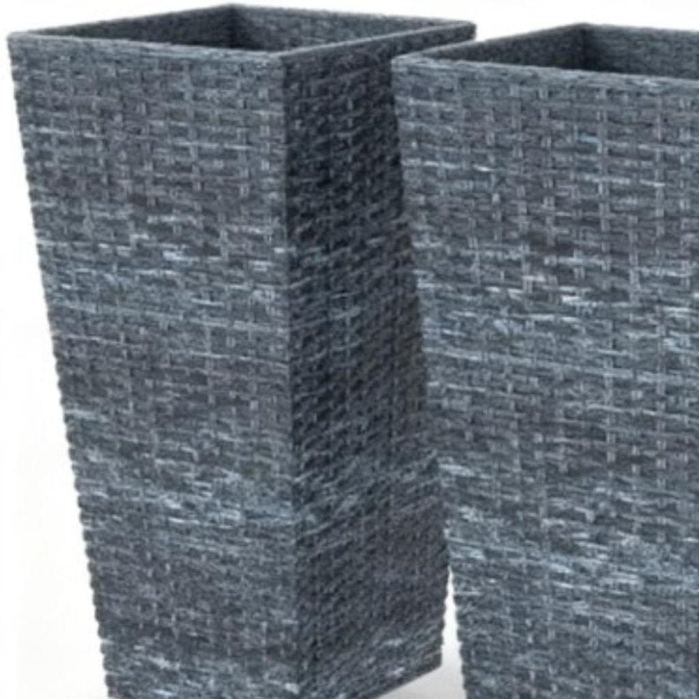 Set of Three Light Gray Recycled Plastic Rectangular Planter Box